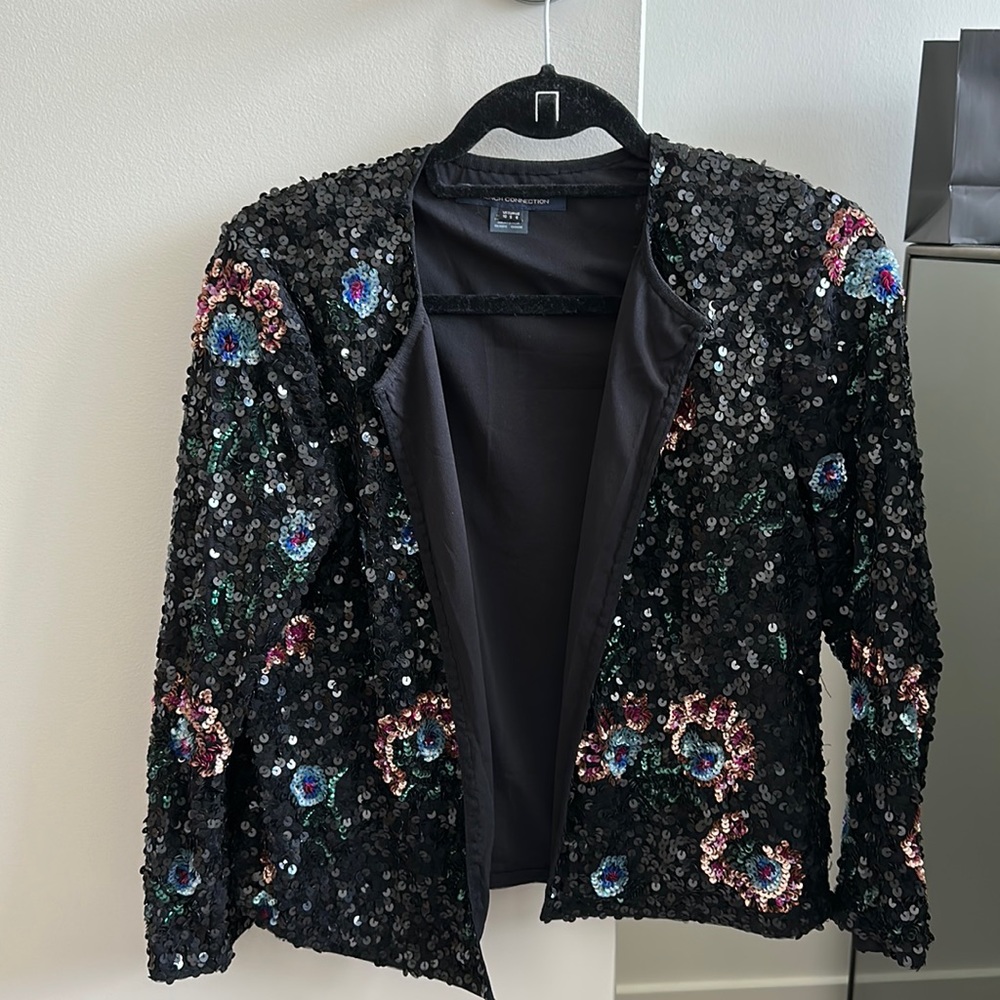 French connection sequin blazer floral
